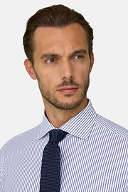 Shirt Striped Cotton Slim Fit, Light Blue, thumb, 3