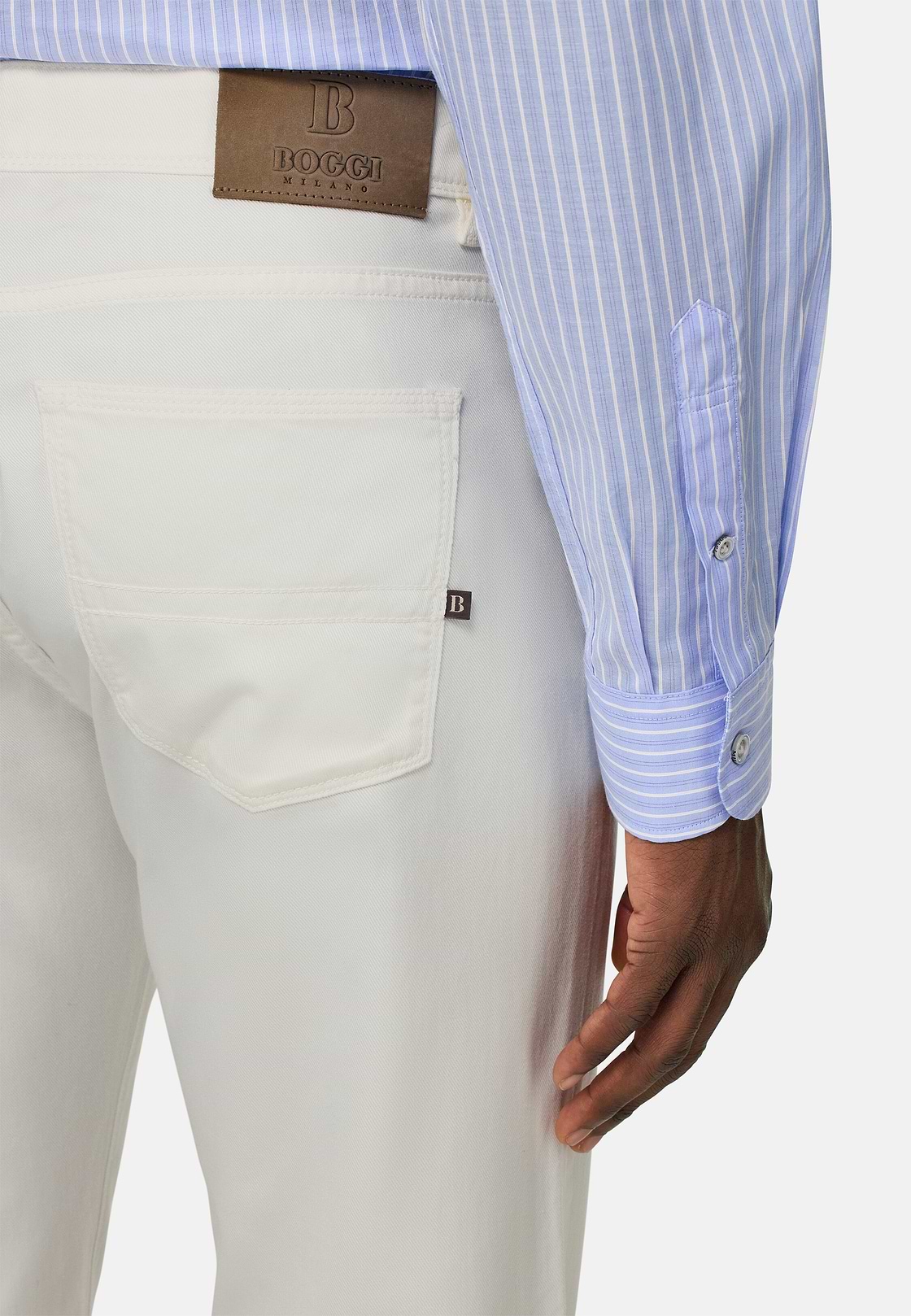 Jeans In Cotone Tencel Elasticizzato, Bianco, hi-res