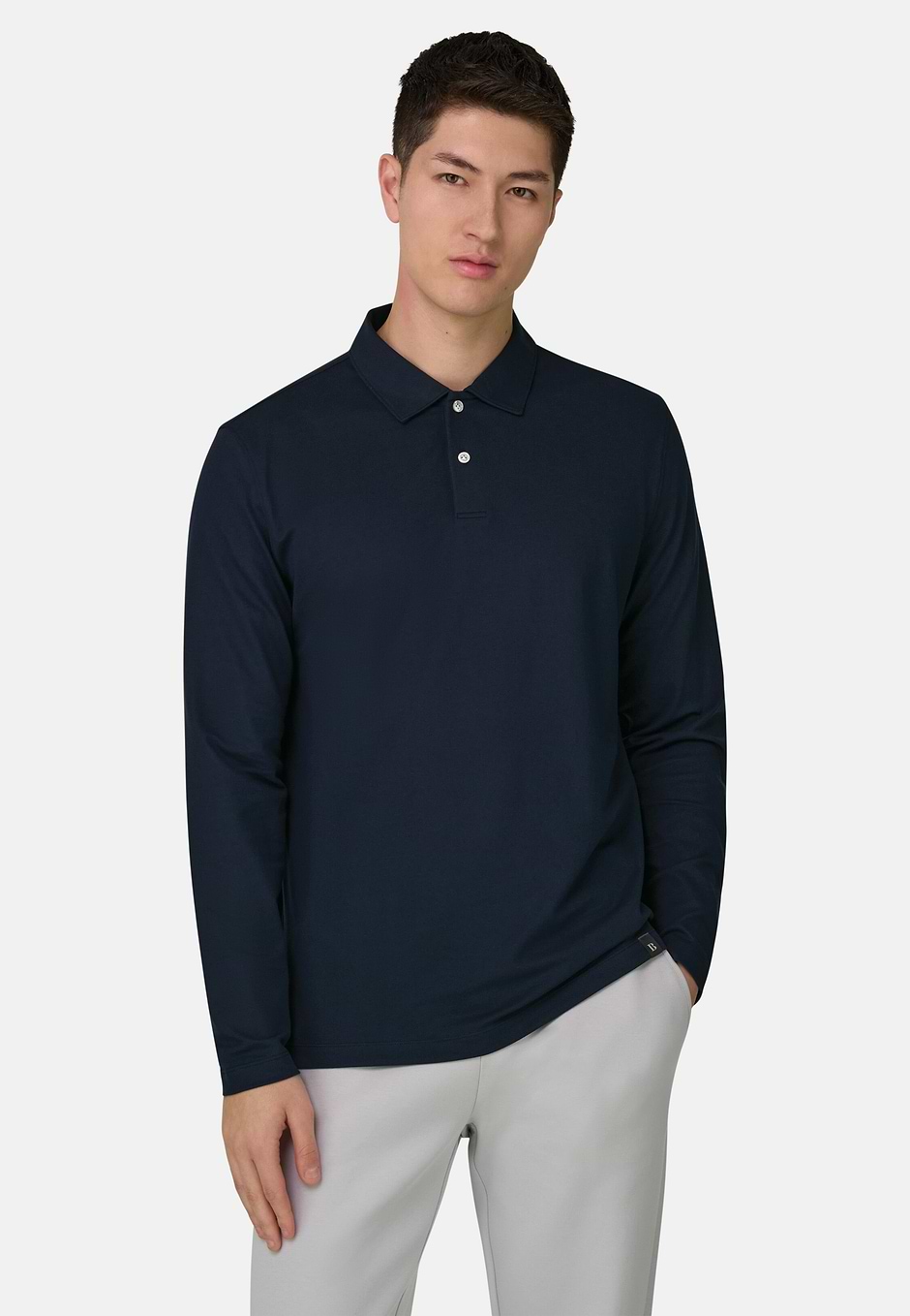 Polo En Piqué Performant avec fil S-Café®, bleu marine, hi-res