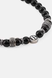 Men's Steel Bracelet with Sodalite Beads, Black | Boggi Milano
