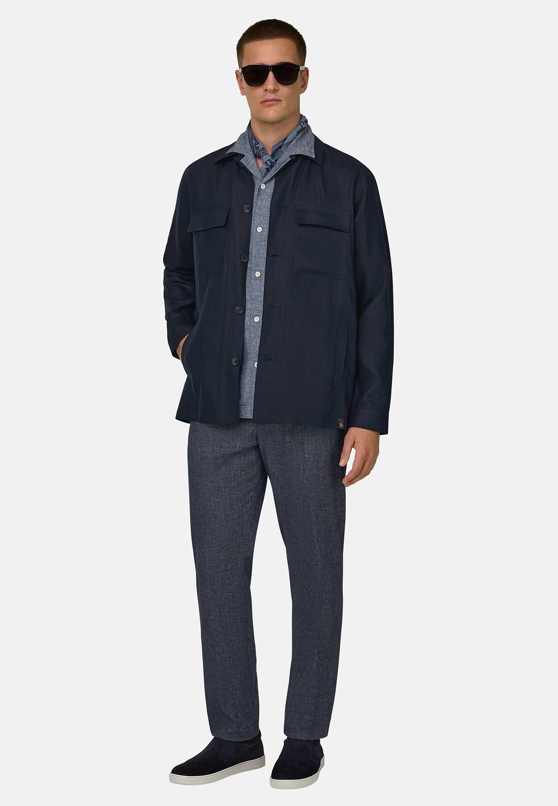 Link Shacket in Pure Linen, Navy blue, hi-res, 2