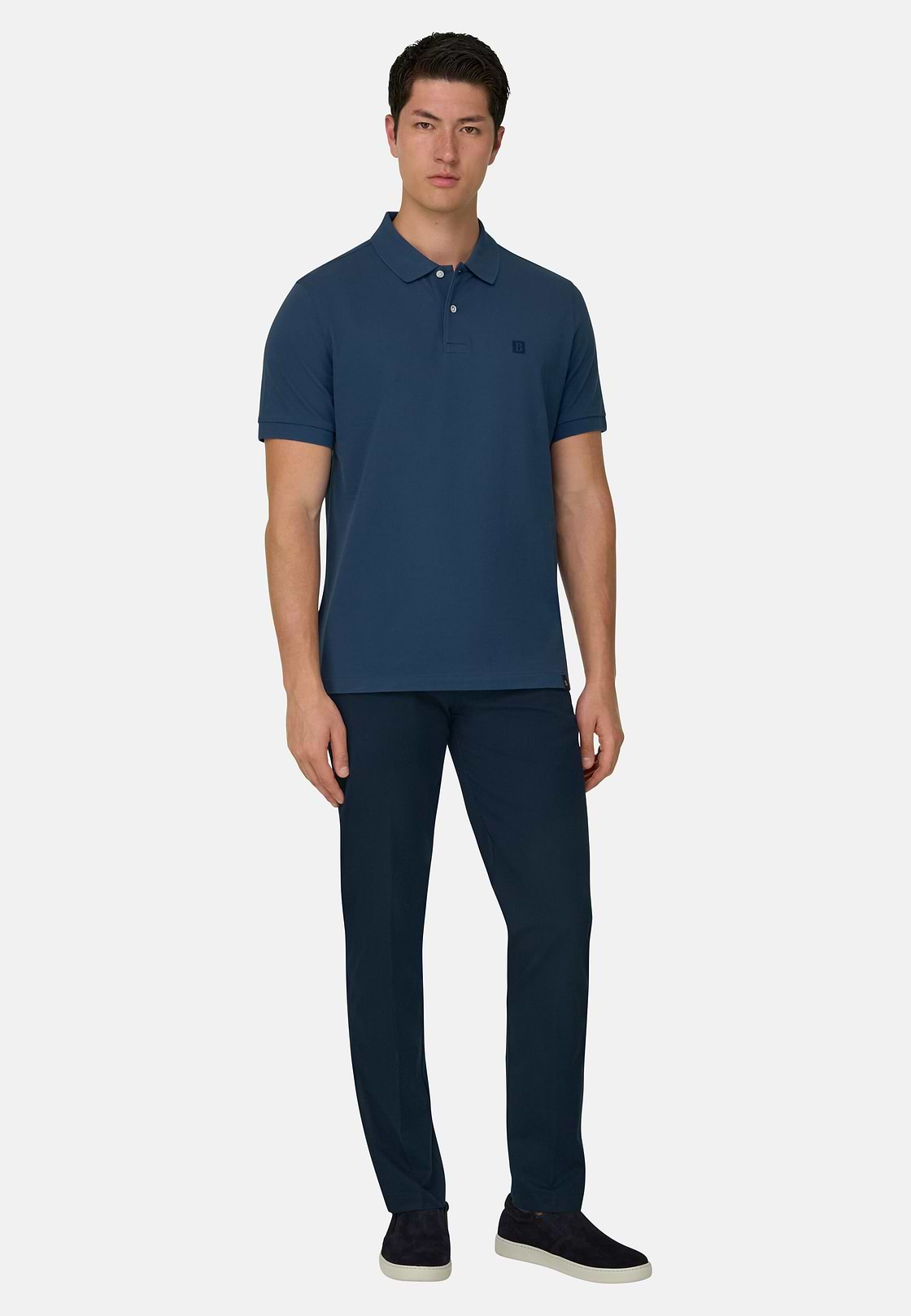 Stretch Cotton Trousers, Navy blue, hi-res, 3