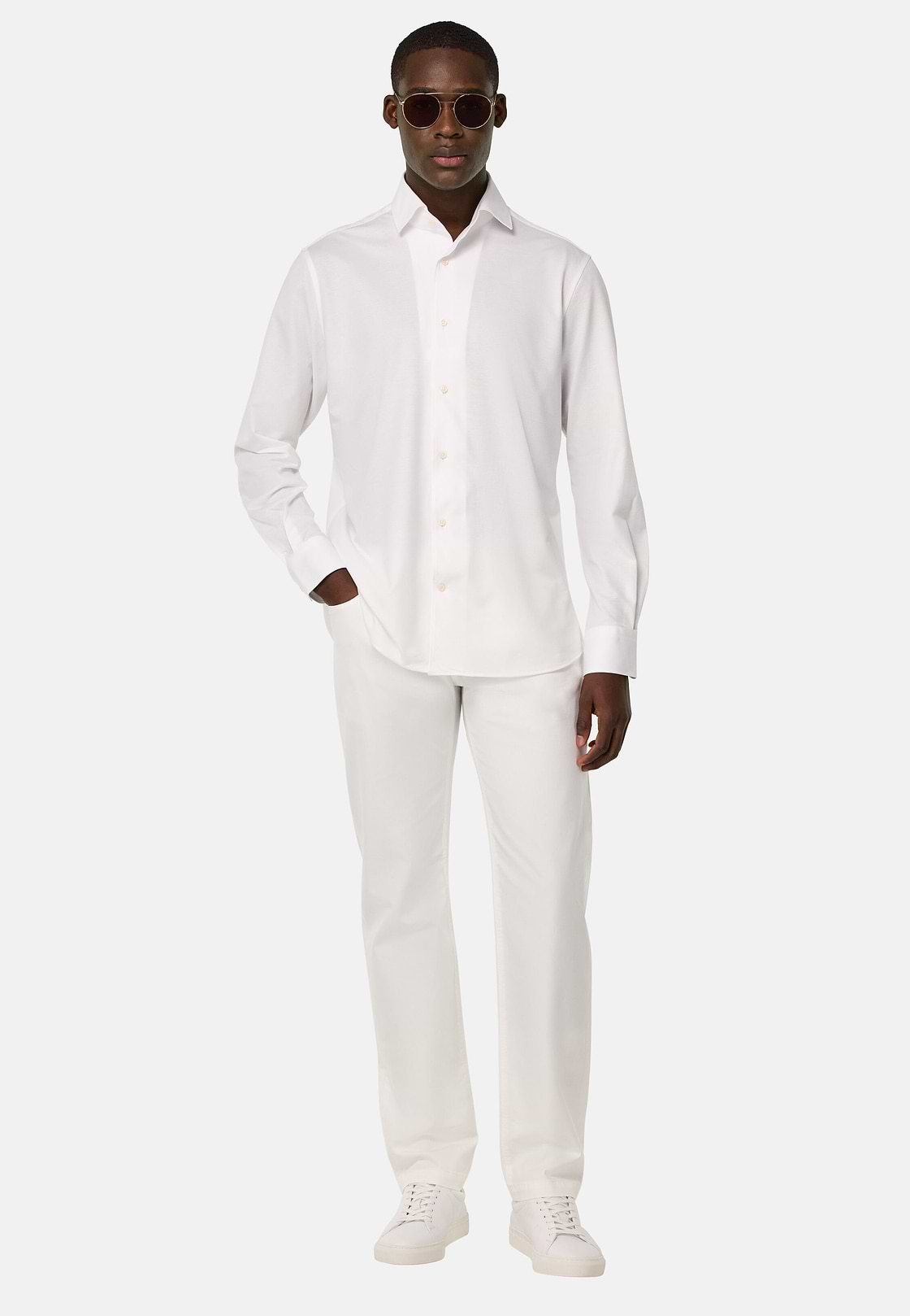 Stretch Cotton 5-Pocket Trousers, White, hi-res