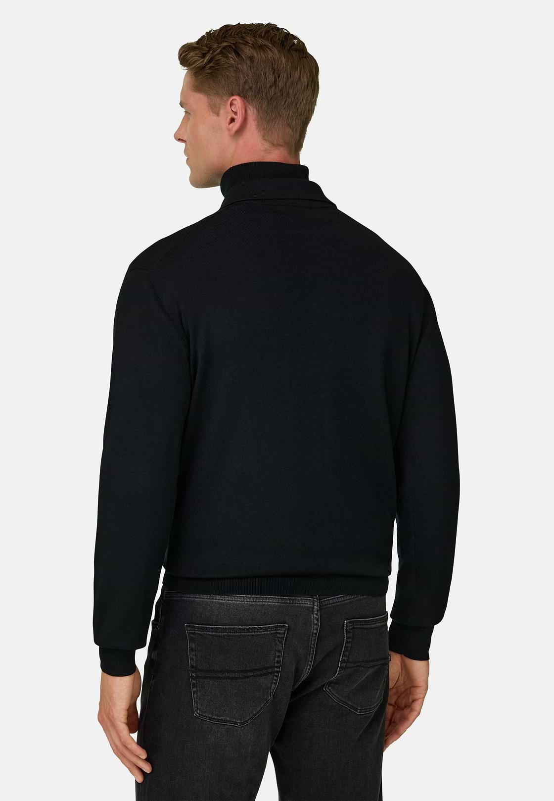 Gestricktes Polo aus Merino, Schwarz, hi-res, 4