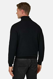 Gestricktes Polo aus Merino, Schwarz, thumb, 4