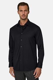 Polo Shirt in Cotton and Silk Regular Fit, Black, thumb, 1