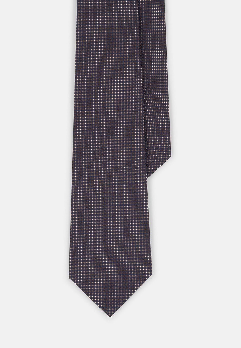 Cravate Jacquard Motif Géométrique en Soie, Noisette, hi-res