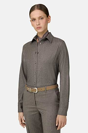 Shirt Herringbone Wool, Taupe, thumb, 1