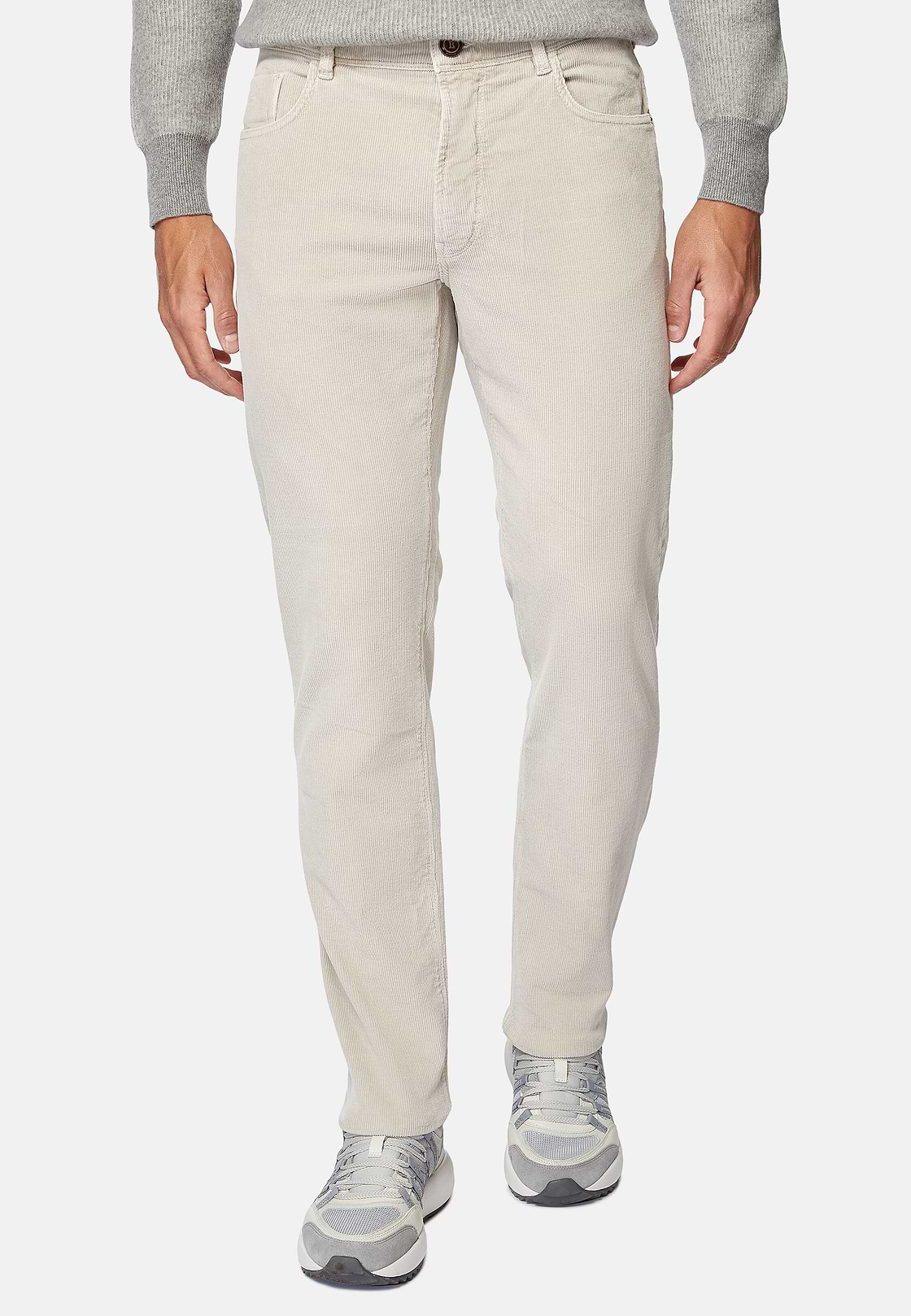 Jeans in Stretch Velvet, Sand, hi-res