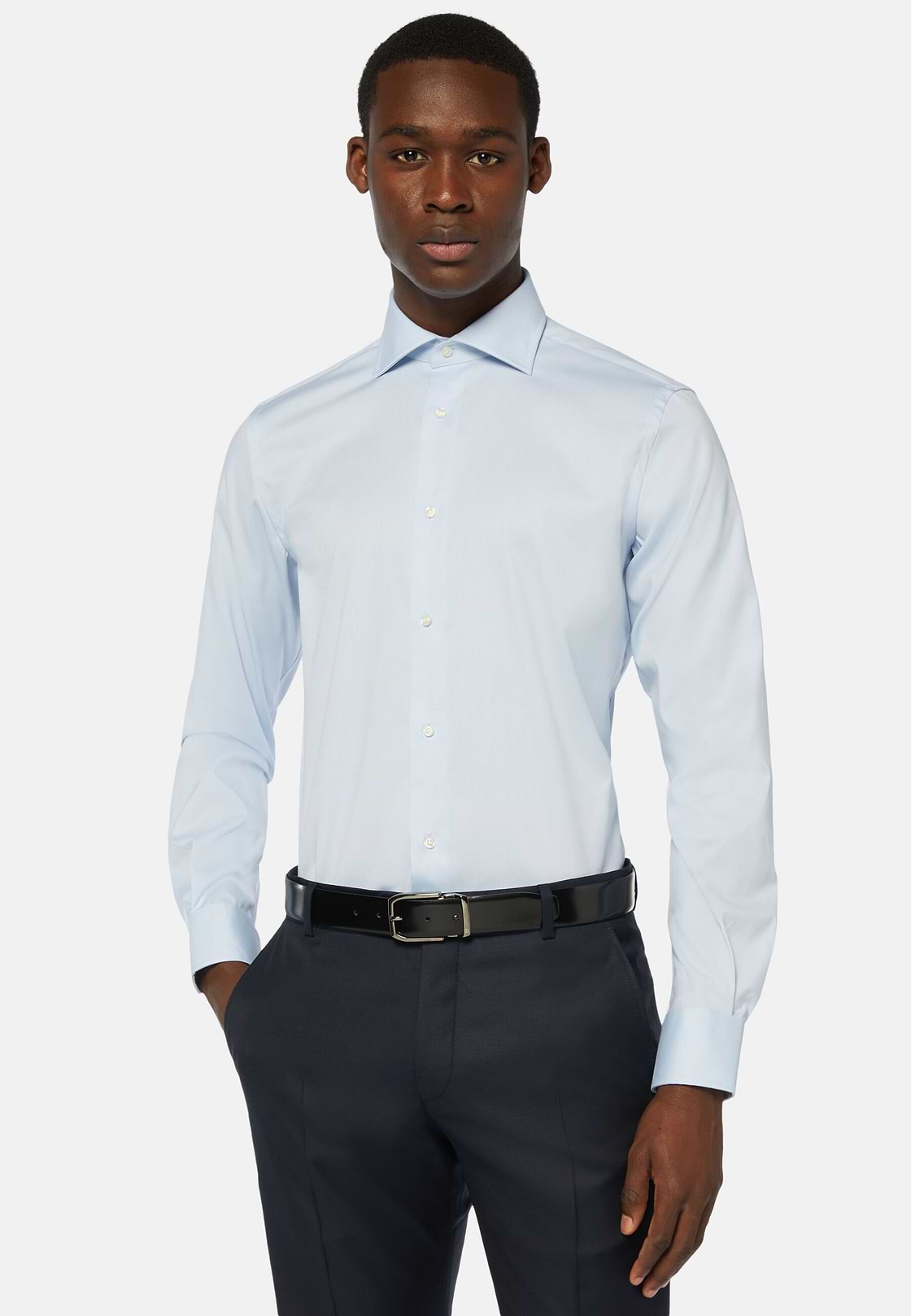 Stretch P.Point Napoli Collar Shirt Regular Fit, Light blue, hi-res