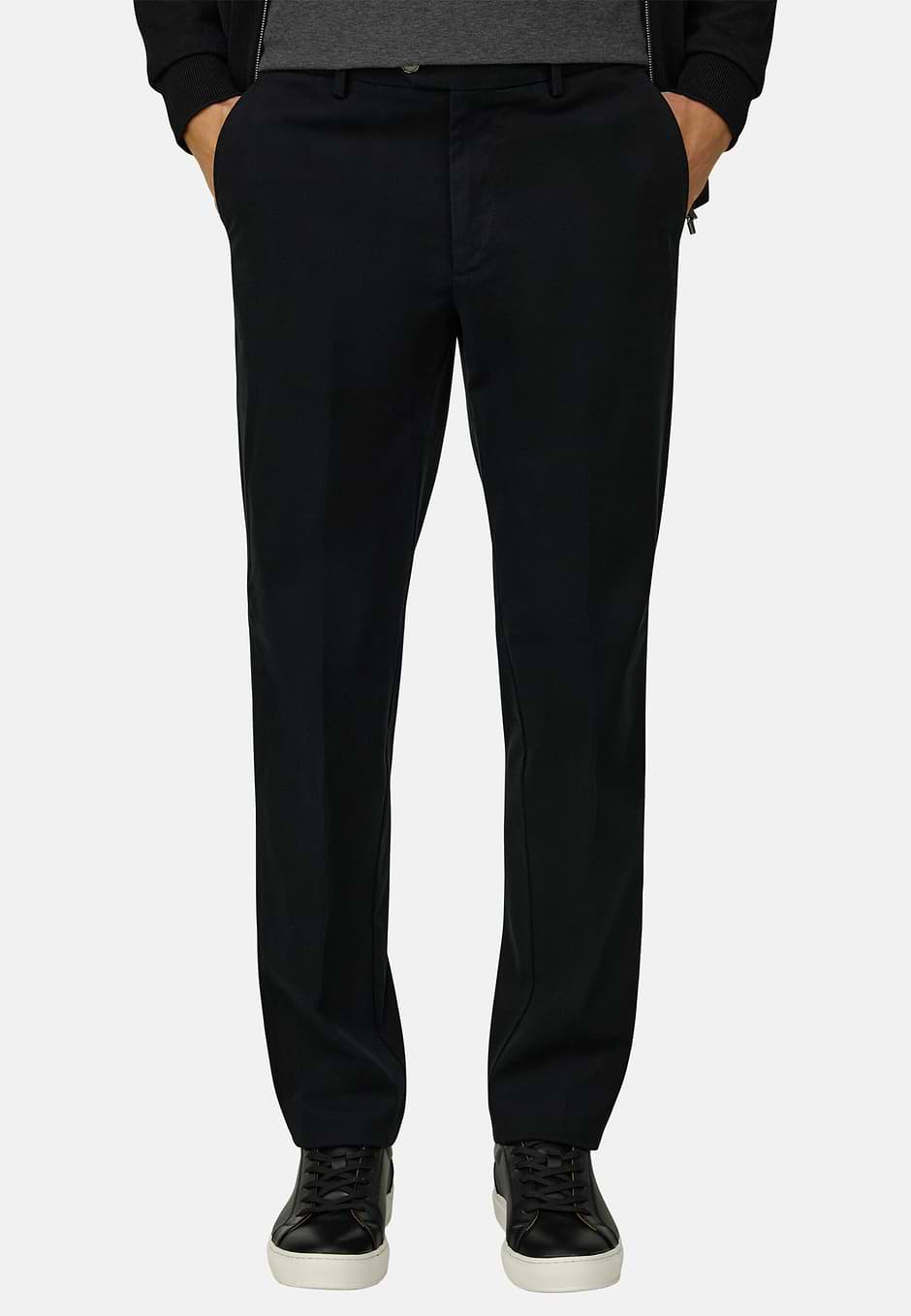 Trousers in Stretch Cotton Tencel, Black, hi-res