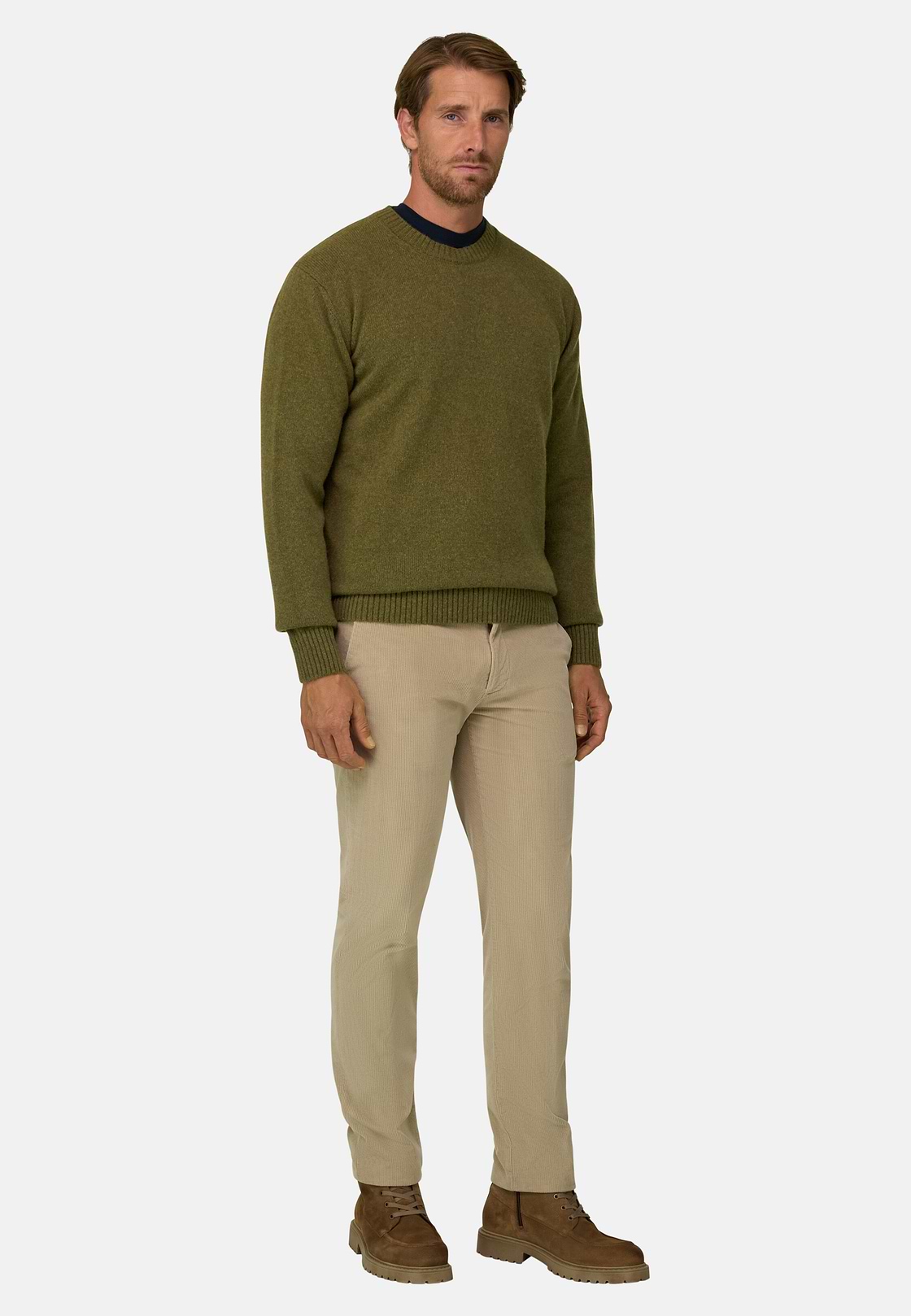 Crew Neck Jumper in Wool Blend, Green, hi-res, 2