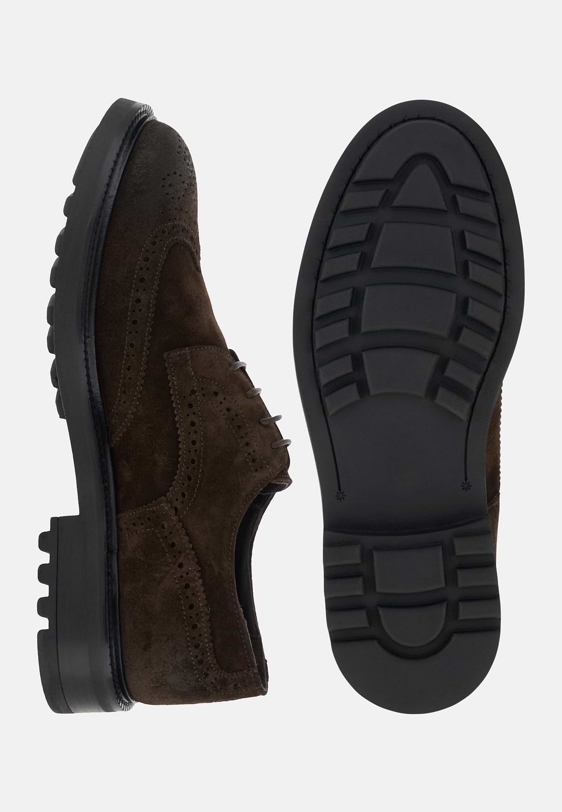 Derby Shoes in Suede Leather, Dark brown, hi-res, 4
