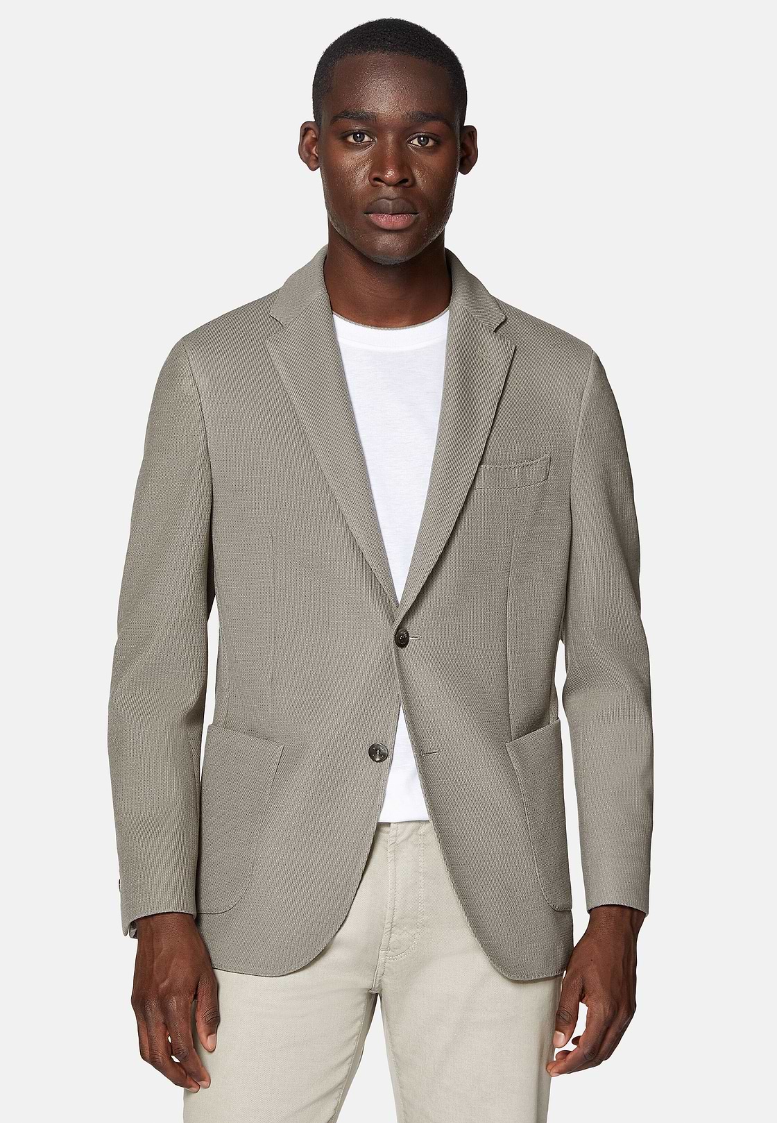 Taupe Textured Wool Jersey Jacket, Taupe, hi-res