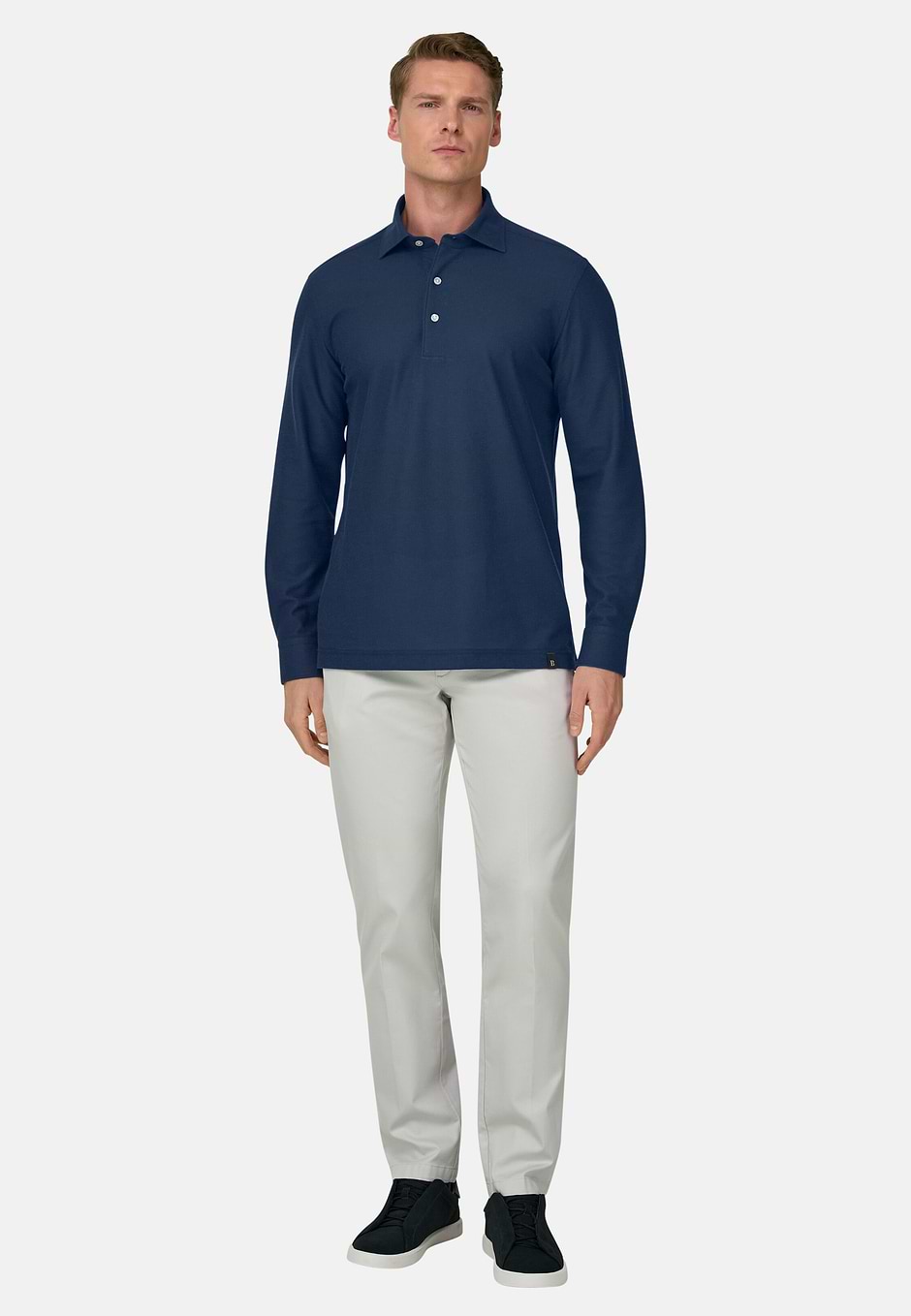 Polo En Jersey Japonais, bleu marine, hi-res