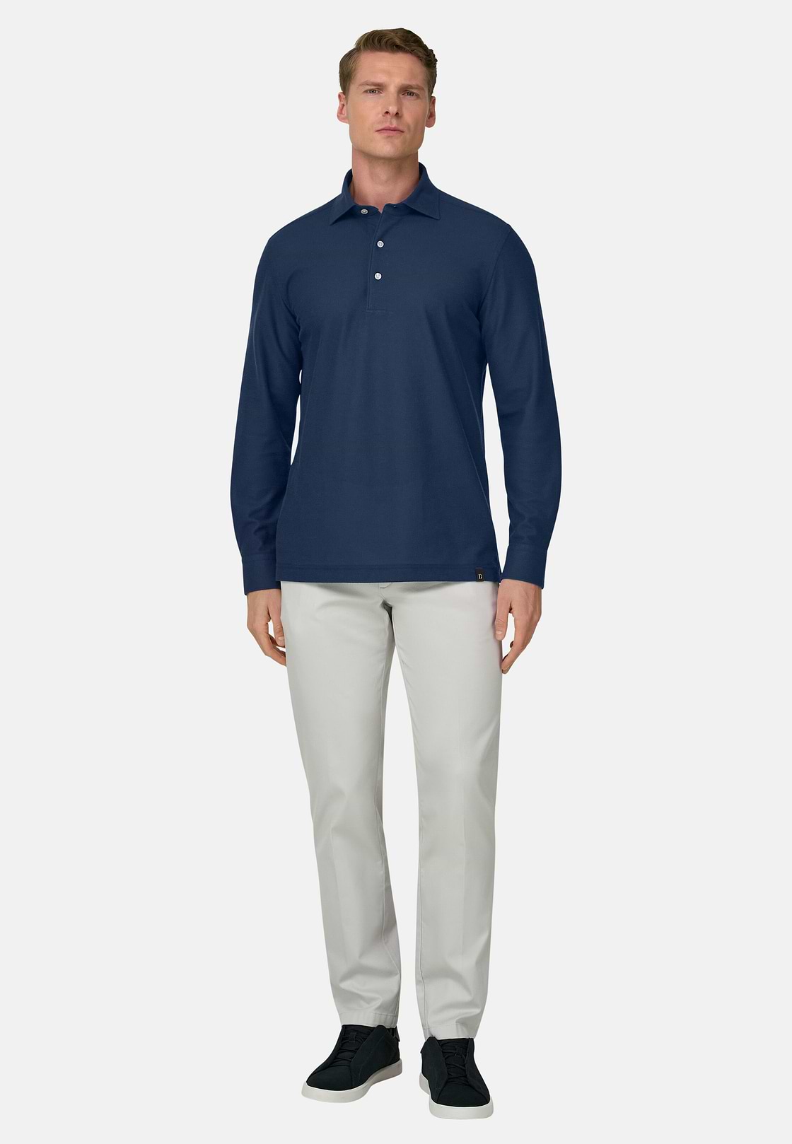 Camisa Polo de Malha Japonesa, Navy blue, hi-res, 2