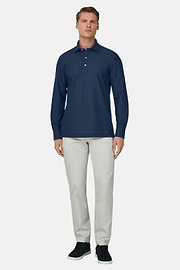 Camisa Polo de Malha Japonesa, Navy blue, thumb, 2