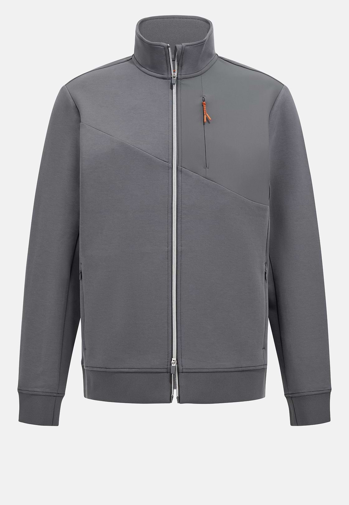 Sweat-Shirt Full Zip En Mélange Coton Et Scuba Léger, , hi-res