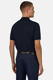 Polo Di Maglia In Cotone Seta, Navy, thumb, 3