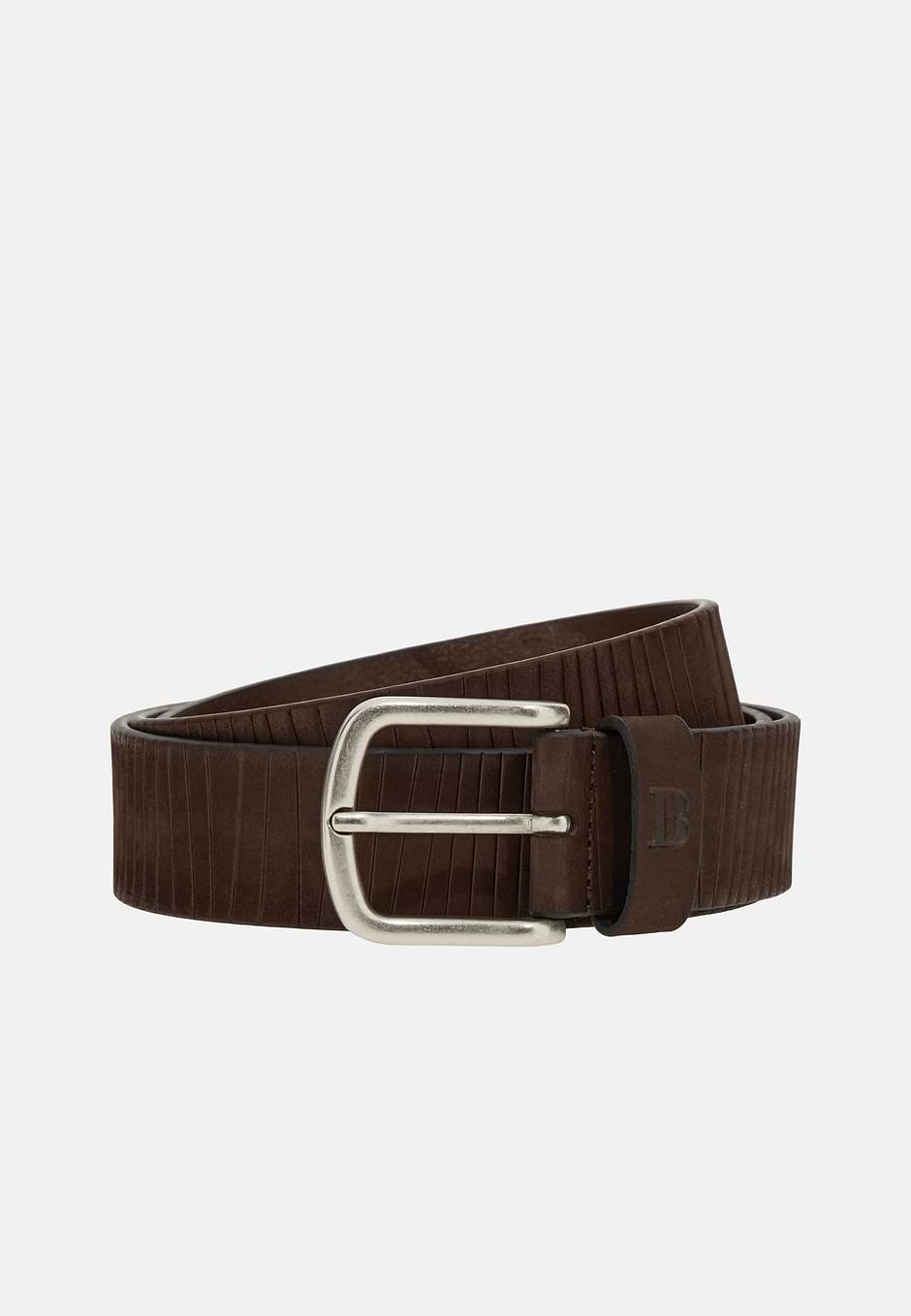 Carved Nubuck Belt, Dark brown, hi-res