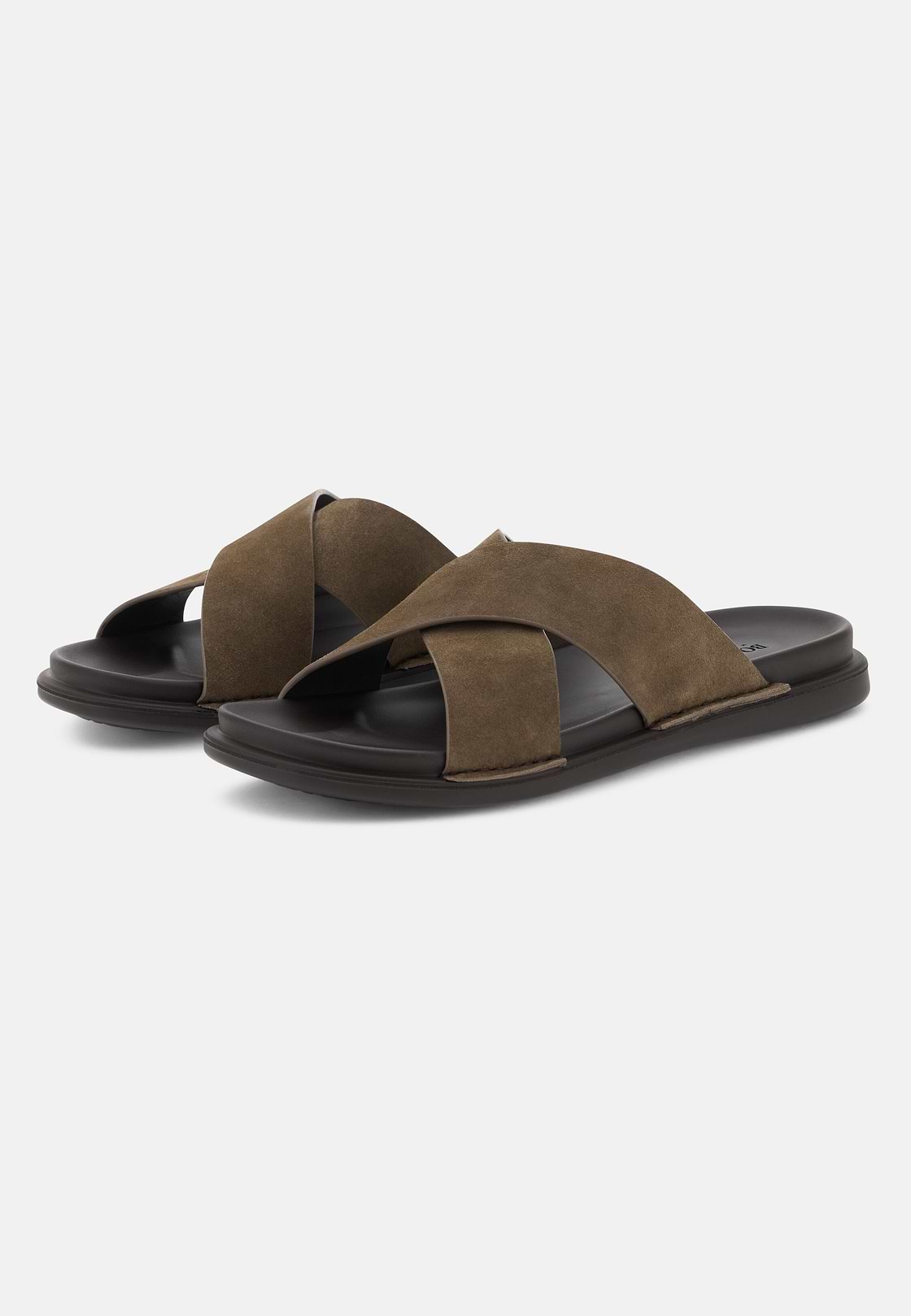 Suede Leather Slippers, Taupe, hi-res, 3