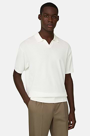 Polo Di Maglia In Cotone Seta, Bianco, thumb, 1