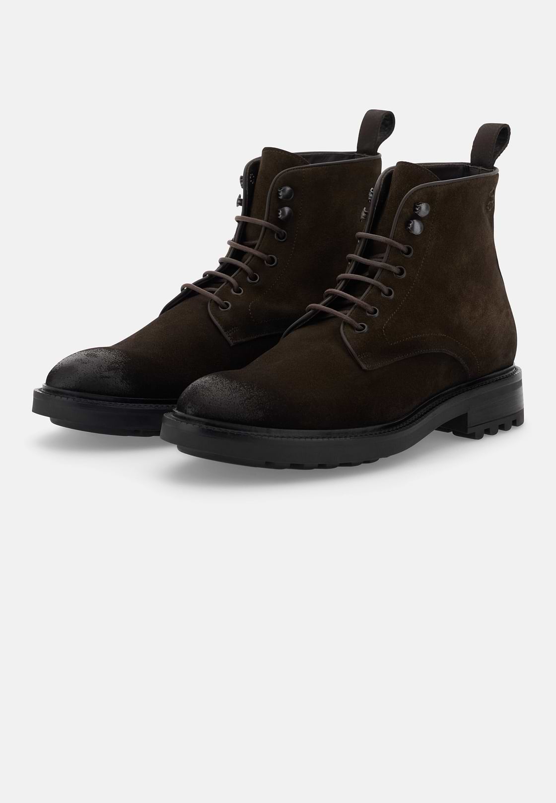 Stiefeletten aus Veloursleder, Dunkelbraun, hi-res, 3