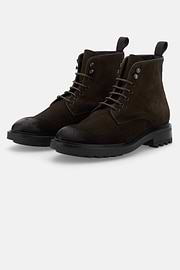 Stiefeletten aus Veloursleder, Dunkelbraun, thumb, 3