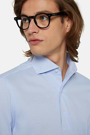 Polo Aus Japanischem Jersey, Hellblau, hi-res