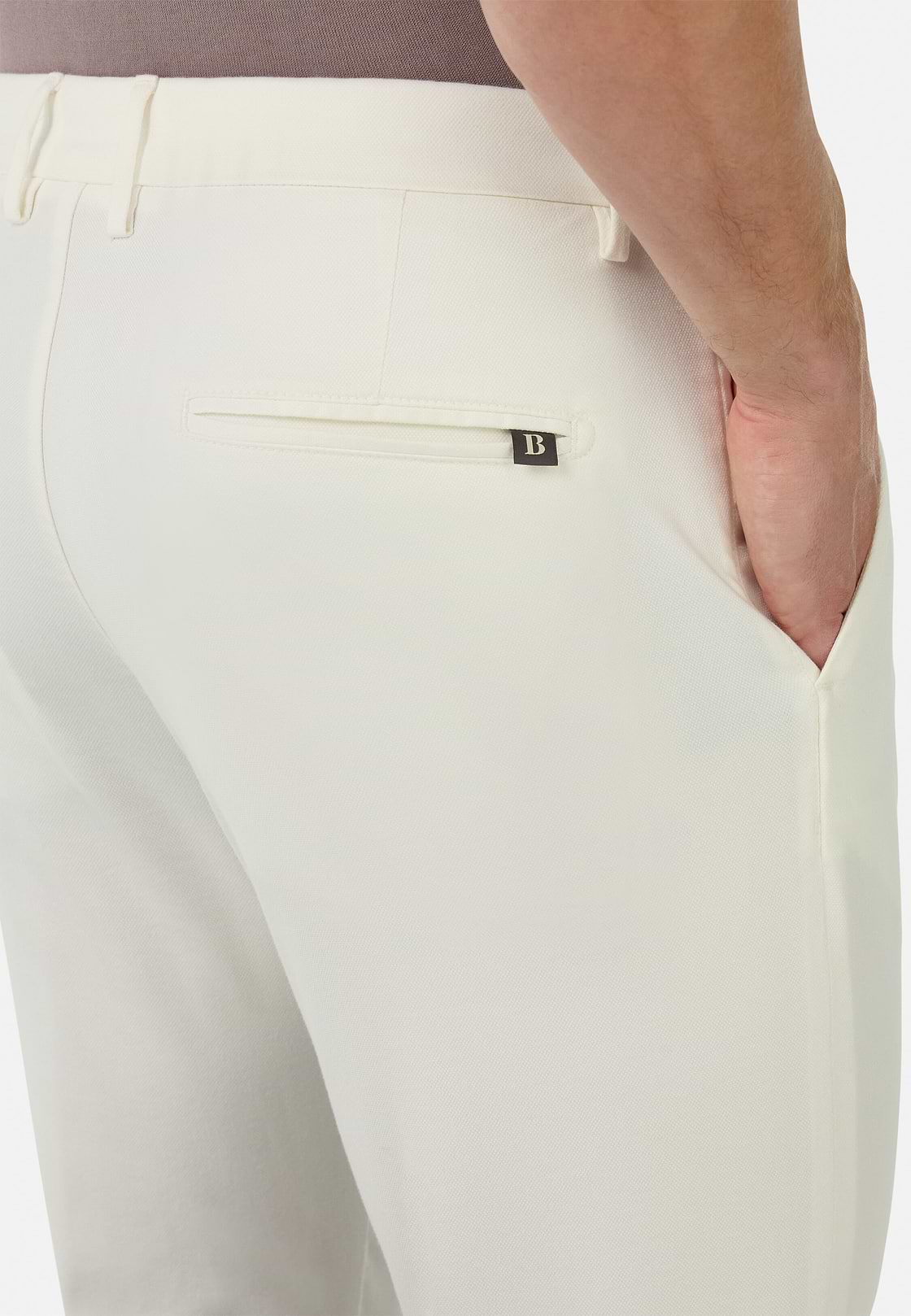 Pantalon En Coton Tencel Extensible, Blanc, hi-res
