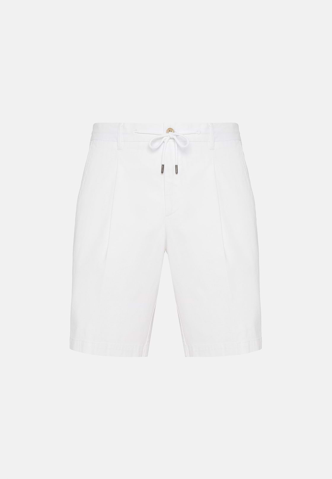 Stretch Cotton Summer Bermuda Shorts, White, hi-res