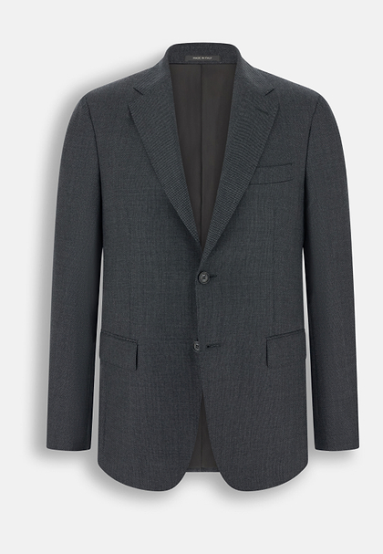Pure Wool Bird's Eye Jacket, Medium grey, hi-res