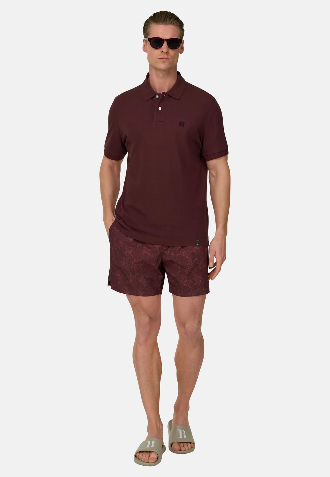 Polo In Pique Di Cotone Regular Fit, Burgundy, hi-res, 2