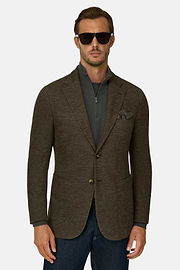 Structured Blazer in Cotton Blend, Brown, thumb, 1