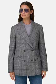 Blazer Double-Breasted in Wool, Black, thumb, 1
