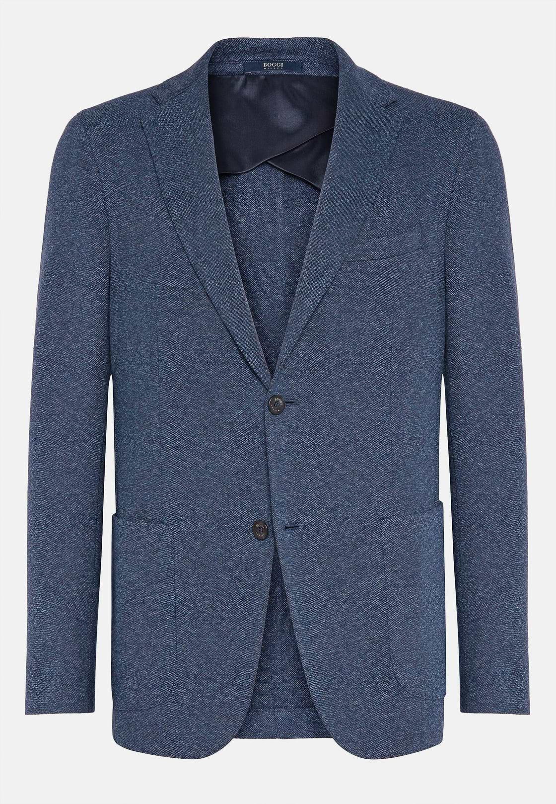 Veste Bleue En Jersey De Coton, Bleu, hi-res