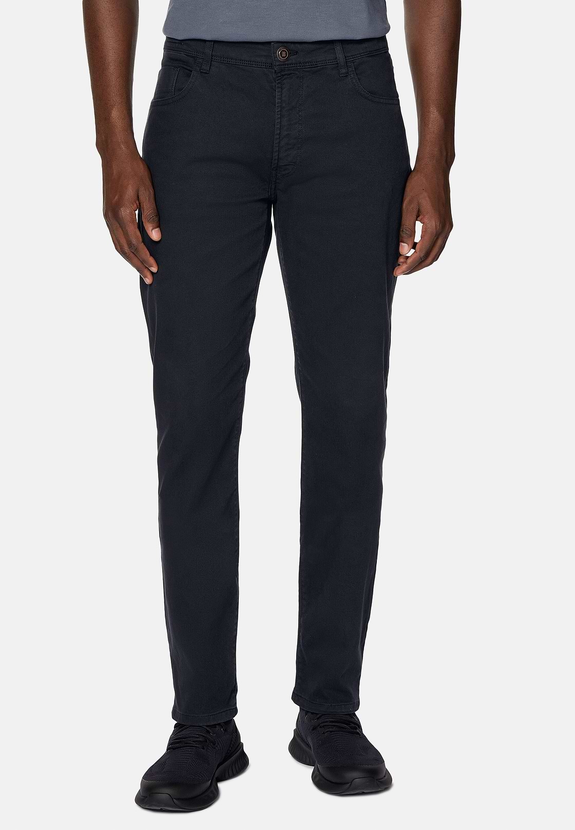 Jeans In Cotone Tencel Elasticizzato, Navy, hi-res