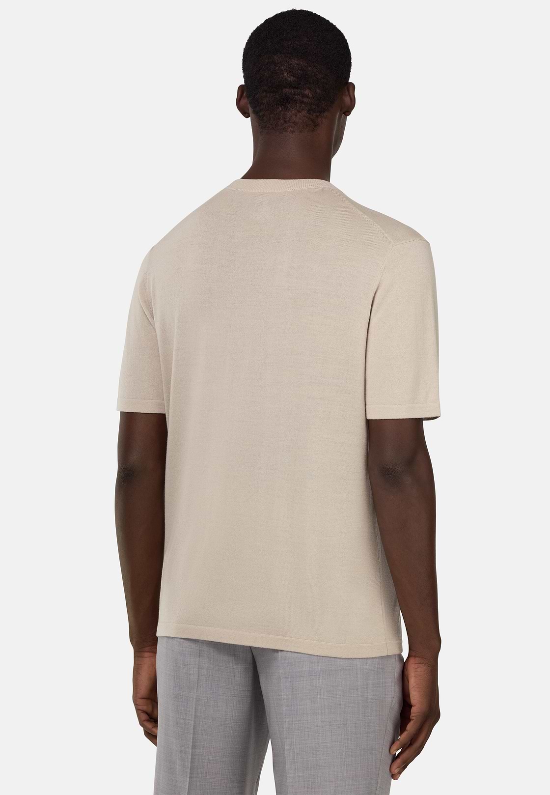 Knitted Merino Wool T-Shirt, Sand, hi-res, 3