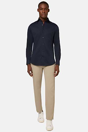 Camisa estilo polo de punto japonés regular fit, AZUL MARINO OSCURO, hi-res