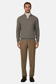 Quarter-Zip Jumper in Cashmere, Taupe, thumb, 2