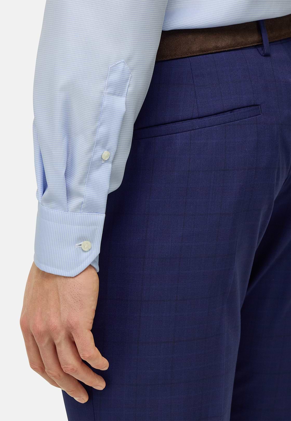 Regular Fit Houndstooth Cotton Shirt, Light Blue, hi-res