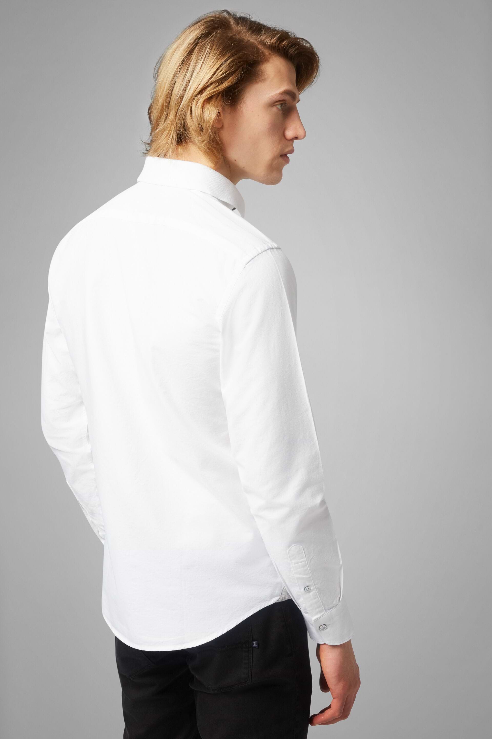 Men s Regular Fit White Oxford Shirt With Polo Collar Boggi Milano