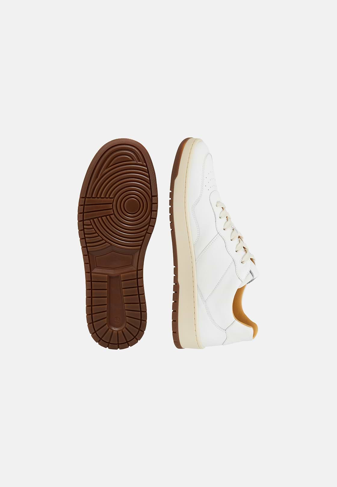Tumbled Leather Trainers., White, hi-res