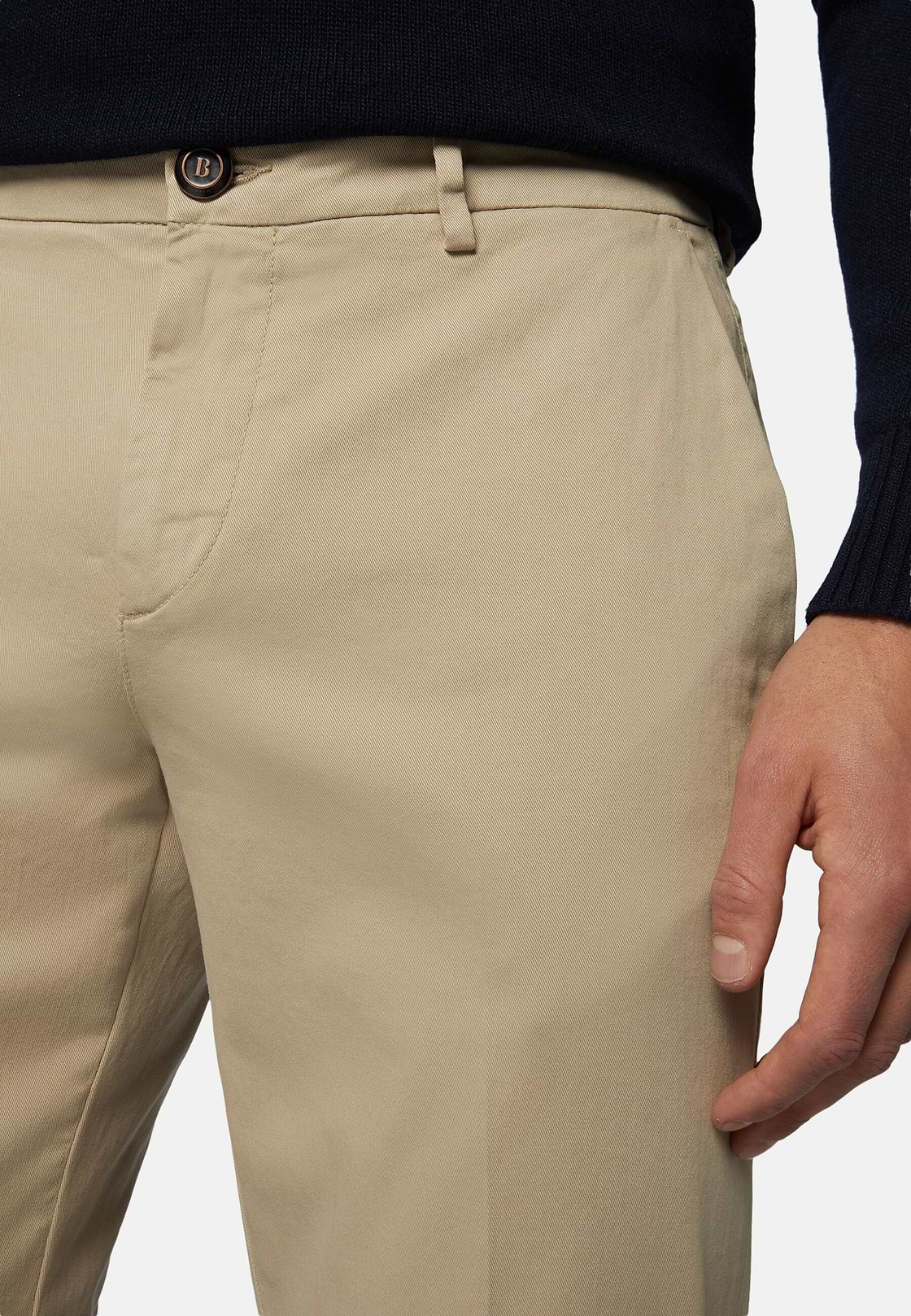 Pantalón De Algodón Elástico, Beige, hi-res