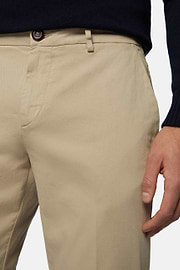 Stretch Cotton Trousers, Beige, hi-res