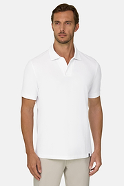 Polo aus Stretchgewebe Piqué Mischgewebe Cool Jade, Weiß, thumb, 1
