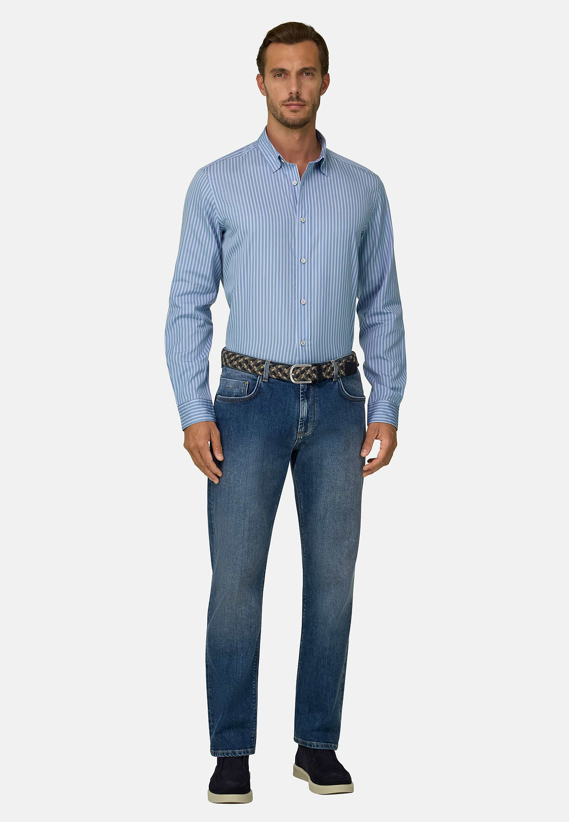 Jeans in Medium Blue Stretch Denim, Medium Blue, hi-res, 2
