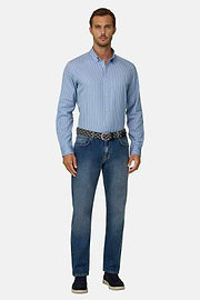 Jeans in Medium Blue Stretch Denim, Medium Blue, thumb, 2