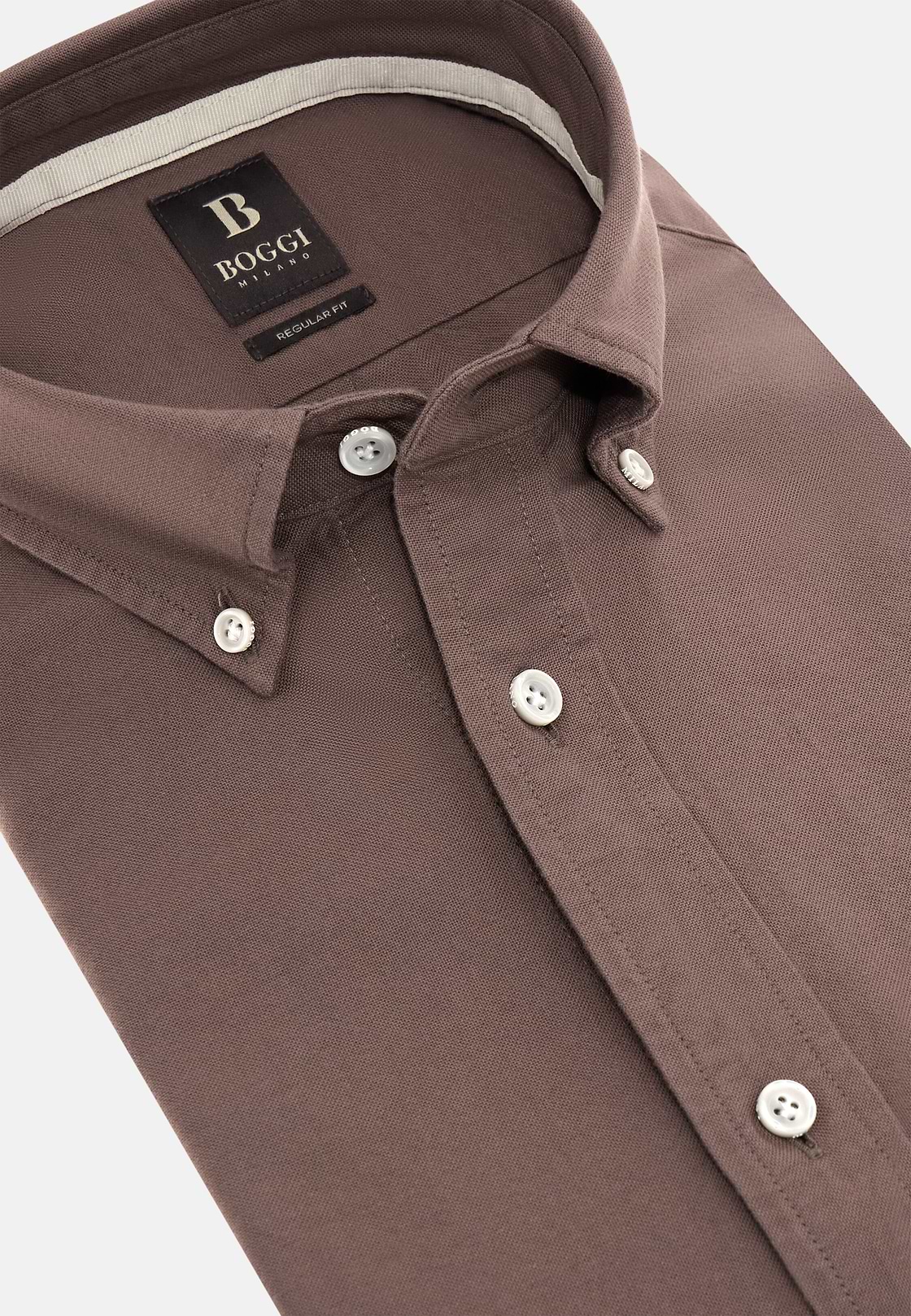 Camisa Oxford de algodón corte regular, Taupe, hi-res