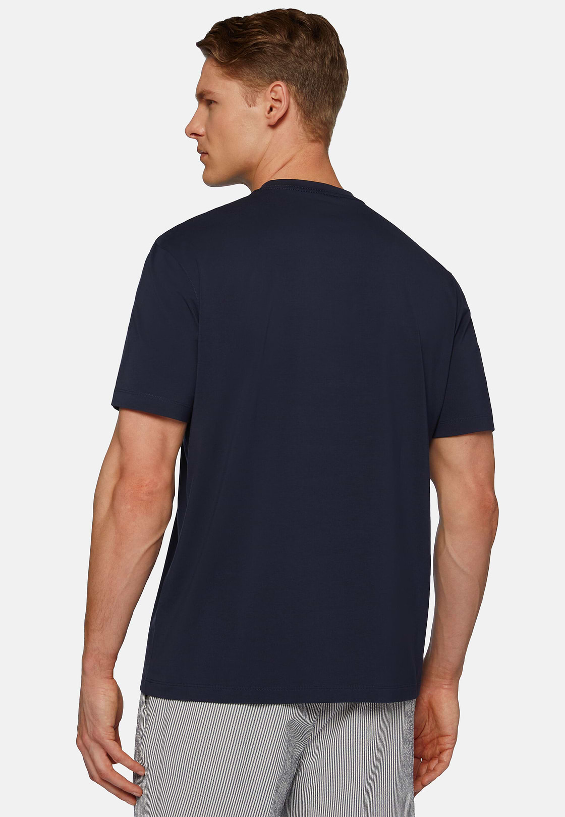 T-Shirt aus elastischer Supima-Baumwolle, Navy blau, hi-res